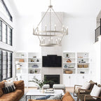 Lustre Acroma moderne à 20 lumières, style ferme, rond, 40 po, en forme de roue de chariot, homologué UL.