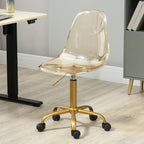 Chaise de bureau à roulettes pivotante en acrylique, sans accoudoirs et réglable en hauteur