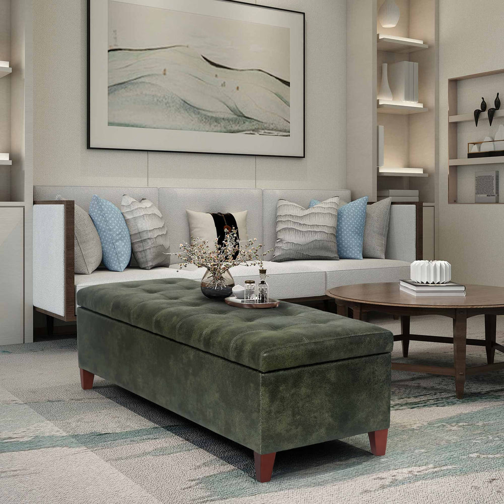 Banc coffre de rangement en cuir reconstitué Adeco 50