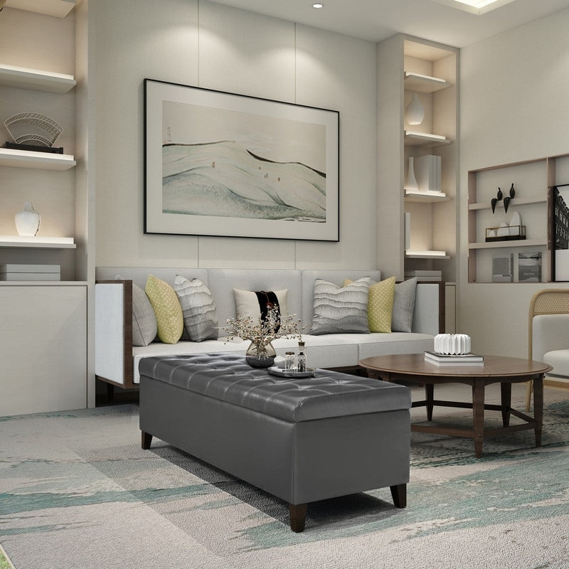 Banc coffre de rangement en cuir reconstitué Adeco 50