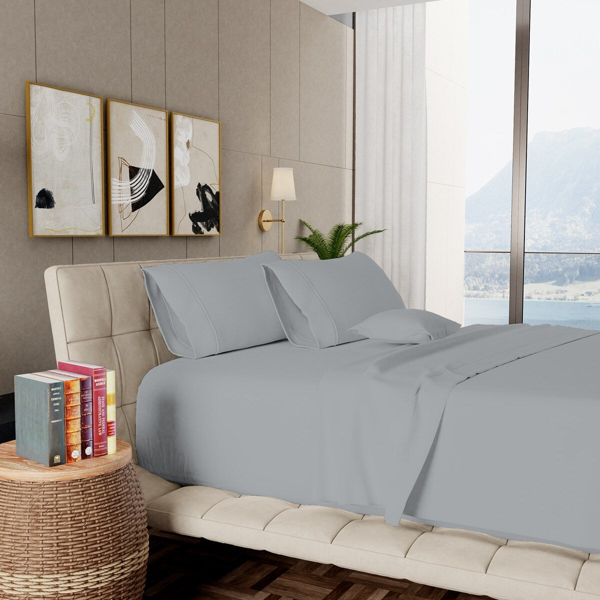 Ensemble de draps Aireolux en coton égyptien de luxe ultra-doux et soyeux, 1000 fils/cm².