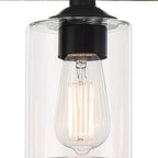 Lustre linéaire rectangulaire Allegray de style ferme, 7 lumières, 132 cm (52 ​​po), suspension pour îlot de cuisine.