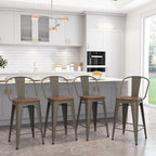 Tabourets de bar style ferme Andeworld, ensemble de 4 tabourets de bar hauteur comptoir - Lot de 4