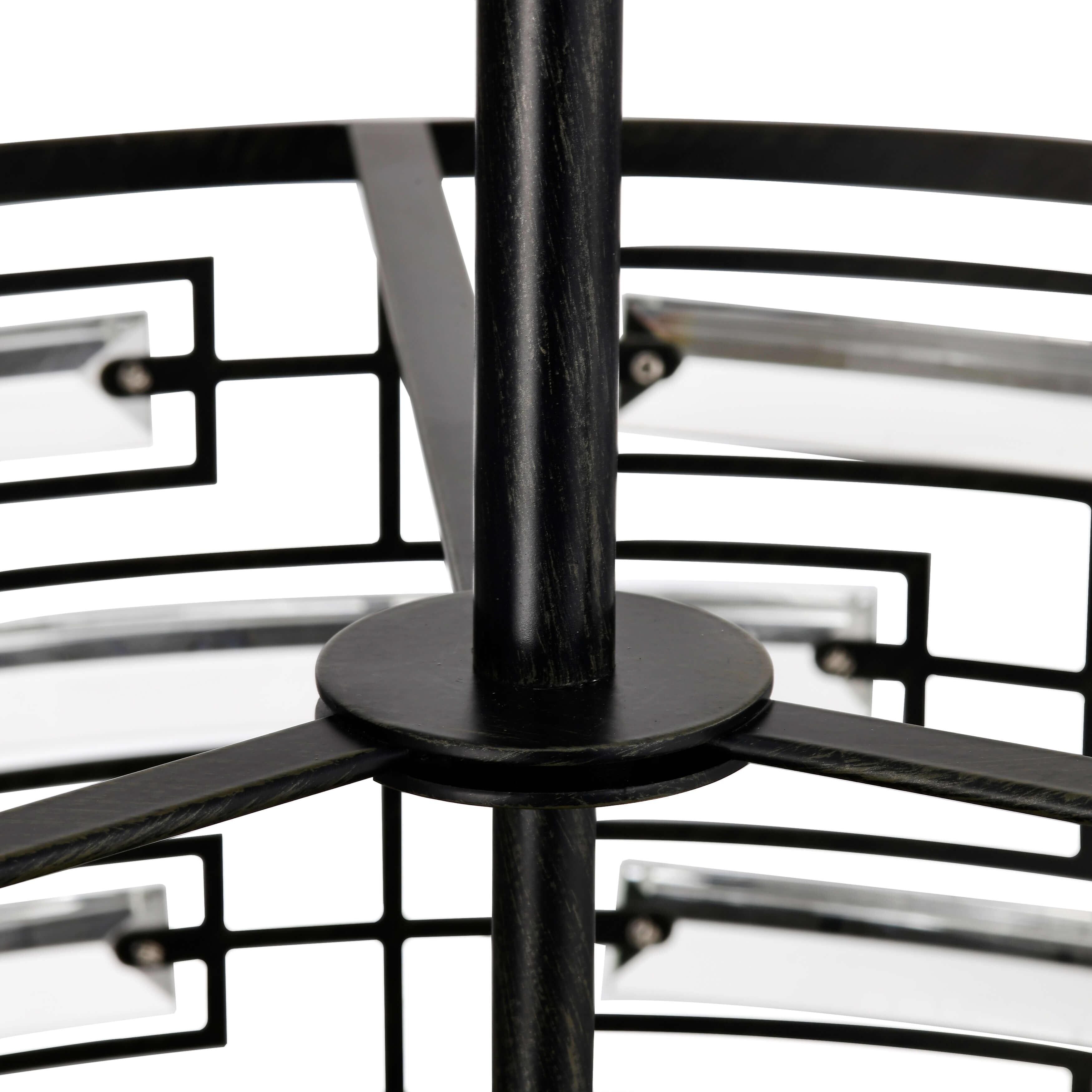 Lustre Anita à abat-jour tambour et prisme en verre transparent