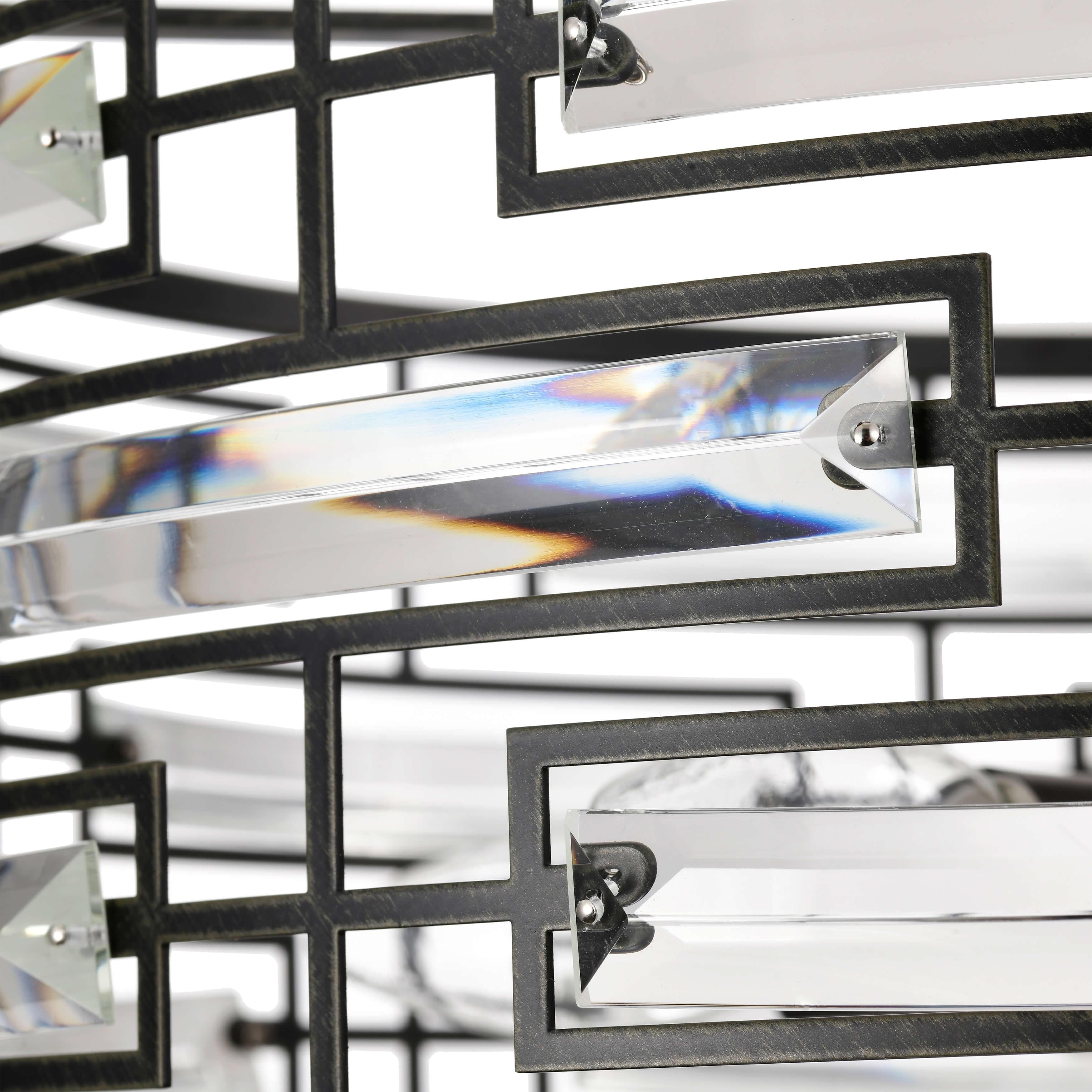 Lustre Anita à abat-jour tambour et prisme en verre transparent