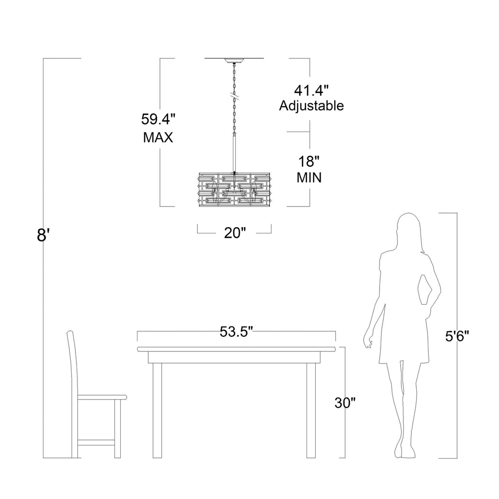 Lustre Anita à abat-jour tambour et prisme en verre transparent