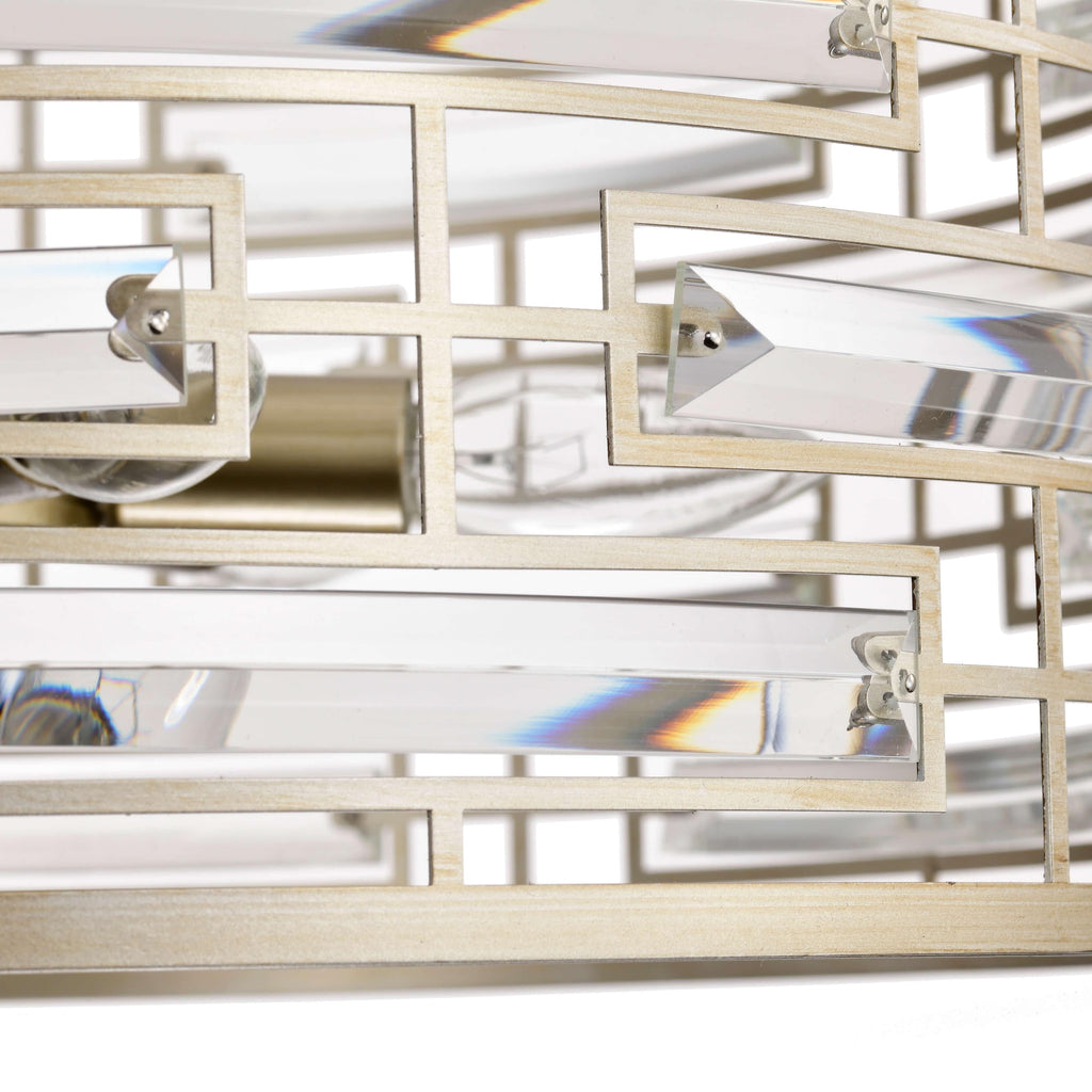 Lustre Anita à abat-jour tambour et prisme en verre transparent