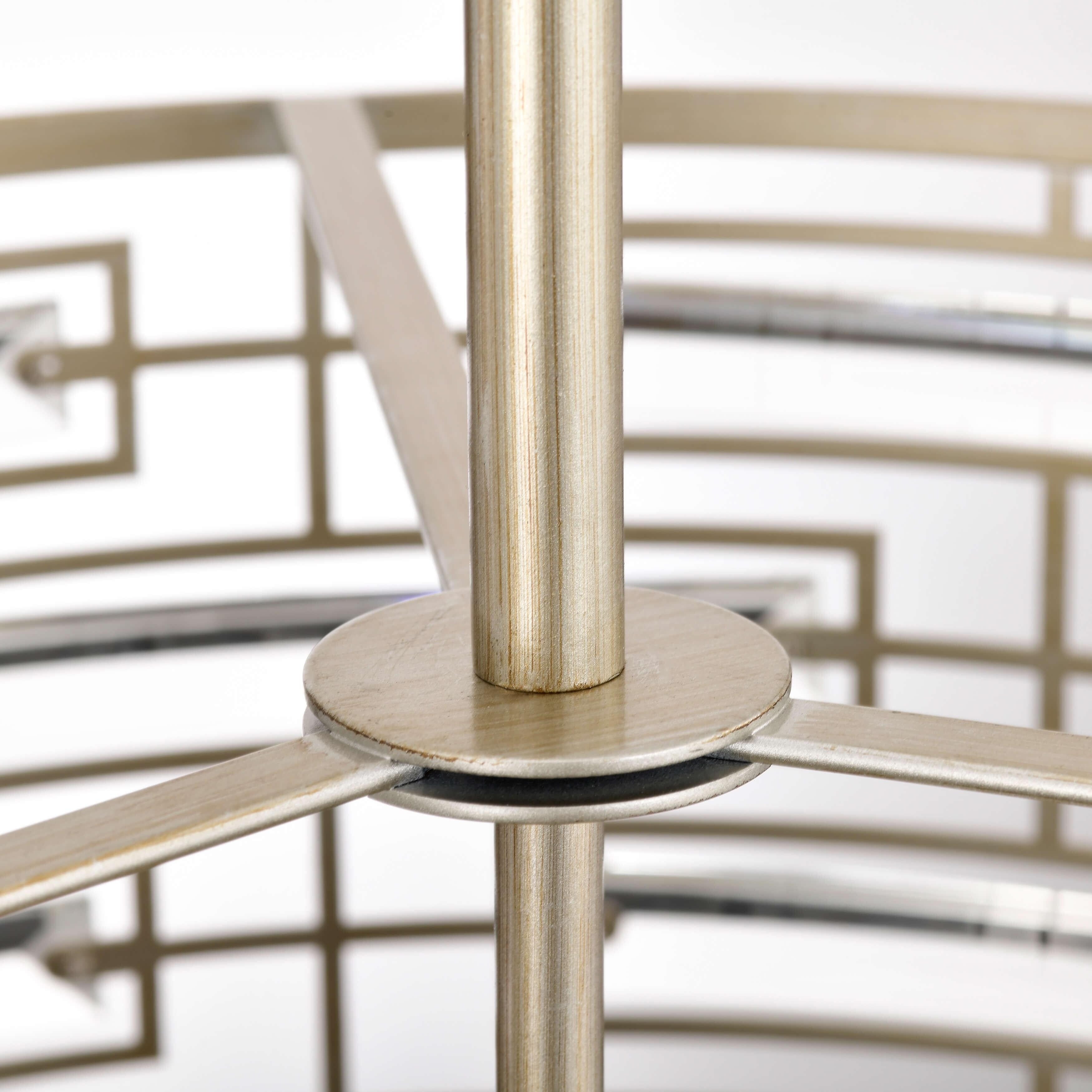 Lustre Anita à abat-jour tambour et prisme en verre transparent