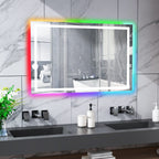Miroir de salle de bain antibuée rétroéclairé RGB et éclairé par LED