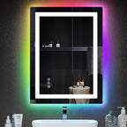 Miroir de salle de bain antibuée rétroéclairé RGB et éclairé par LED
