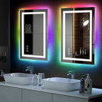 Miroir de salle de bain antibuée rétroéclairé RGB et éclairé par LED