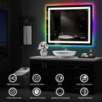 Miroir de salle de bain antibuée rétroéclairé RGB et éclairé par LED
