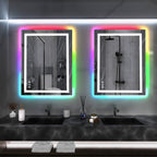 Miroir de salle de bain antibuée rétroéclairé RGB et éclairé par LED