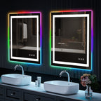 Miroir de salle de bain antibuée rétroéclairé RGB et éclairé par LED
