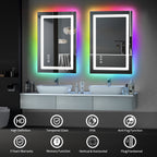 Miroir de salle de bain antibuée rétroéclairé RGB et éclairé par LED