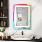 Miroir de salle de bain antibuée rétroéclairé RGB et éclairé par LED