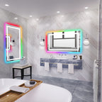 Miroir de salle de bain antibuée rétroéclairé RGB et éclairé par LED
