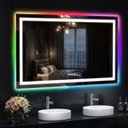 Miroir de salle de bain antibuée rétroéclairé RGB et éclairé par LED