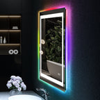 Miroir de salle de bain antibuée rétroéclairé RGB et éclairé par LED