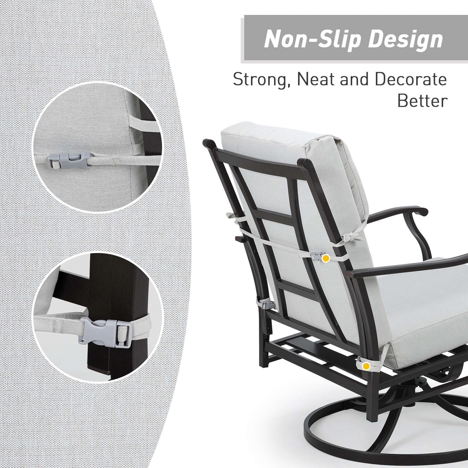 Ensemble de 4 coussins pour chaise de patio à dossier haut Aoodor, 46 x 21 x 4 pouces (coussins seulement)