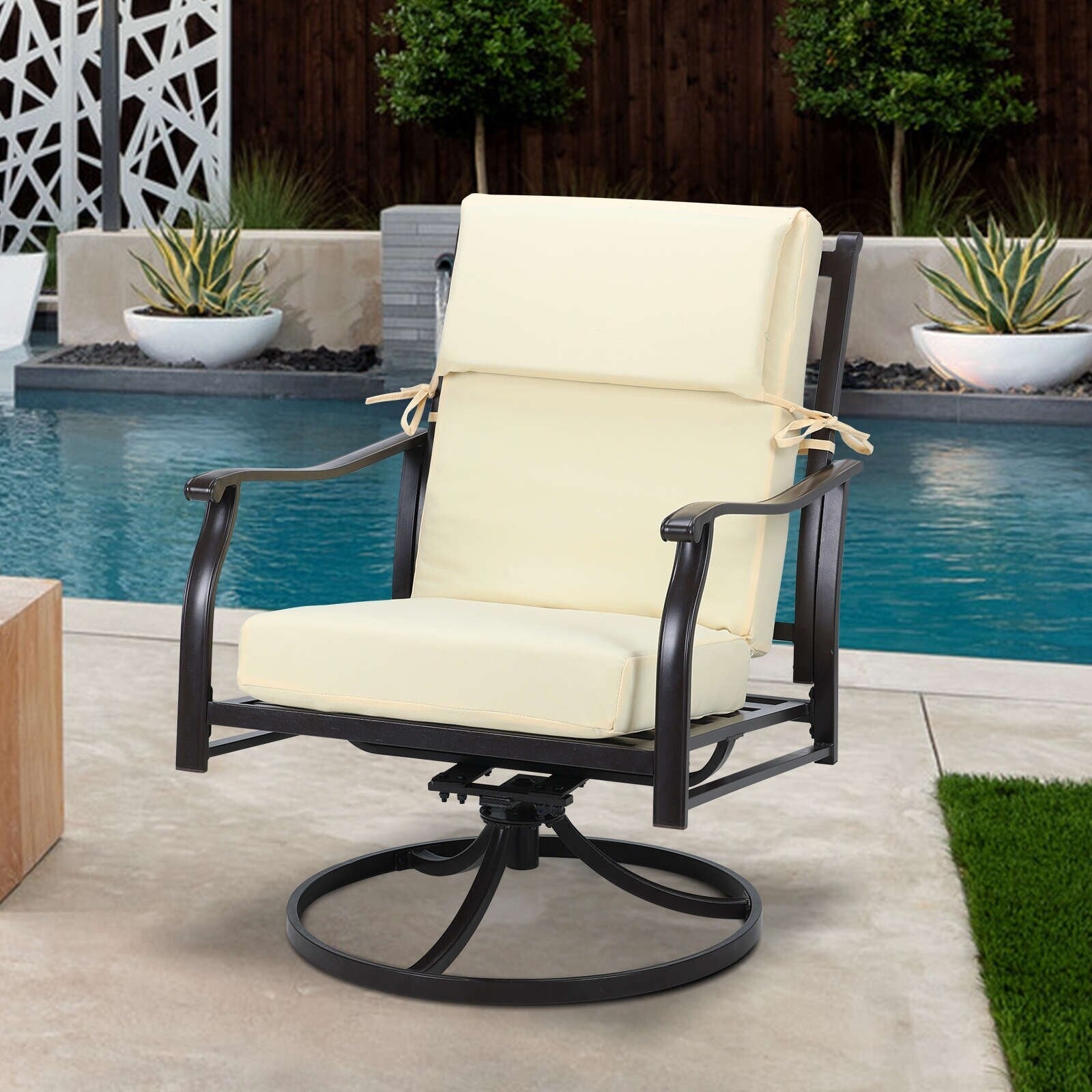 Ensemble de 4 coussins pour chaise de patio à dossier haut Aoodor, 46 x 21 x 4 pouces (coussins seulement)