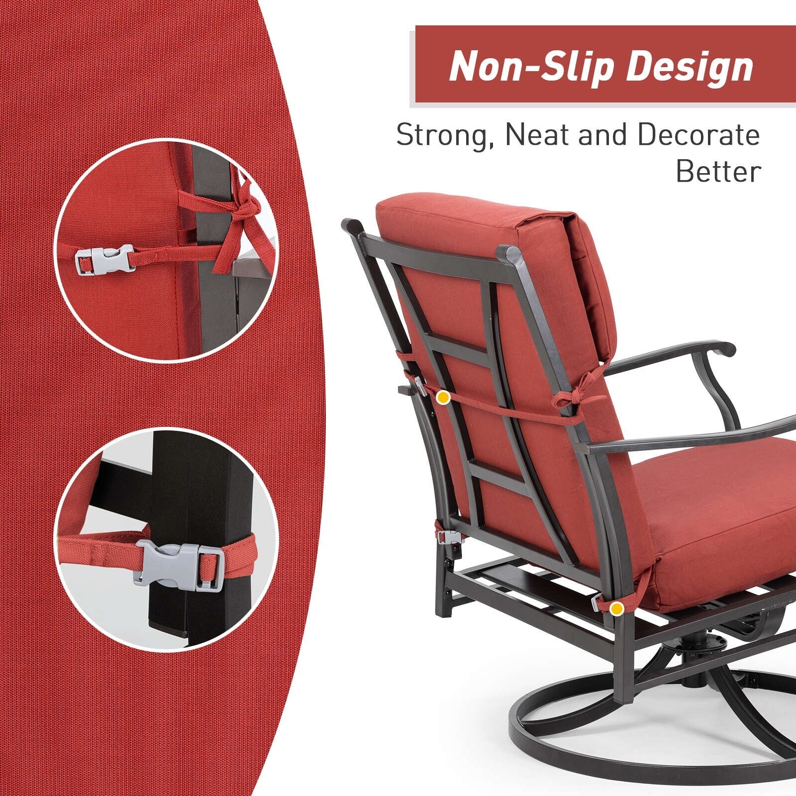 Ensemble de 4 coussins pour chaise de patio à dossier haut Aoodor, 46 x 21 x 4 pouces (coussins seulement)