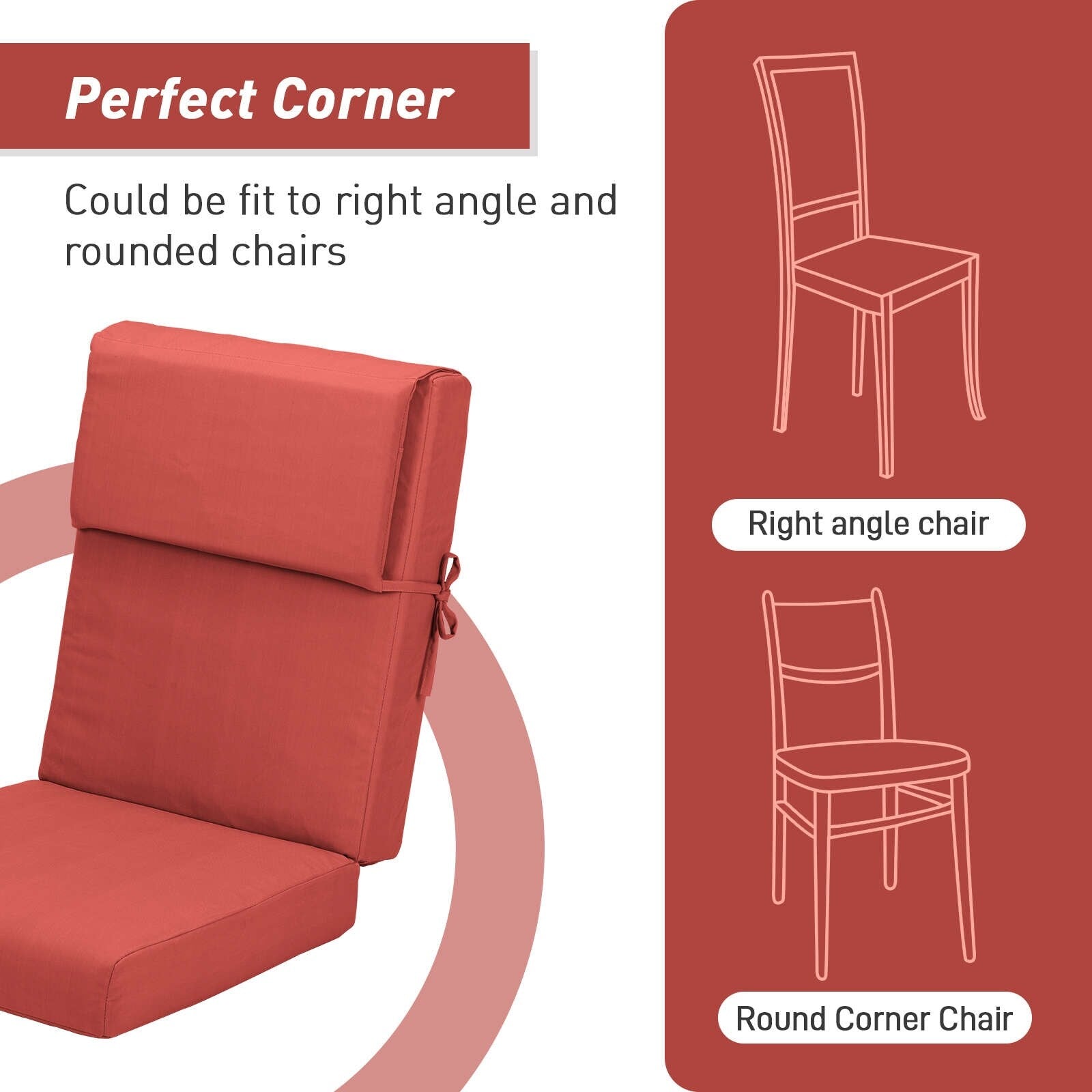 Ensemble de 4 coussins pour chaise de patio à dossier haut Aoodor, 46 x 21 x 4 pouces (coussins seulement)