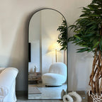 Miroir sur pied en bois arqué, miroir mural