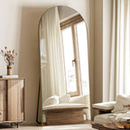 Miroir sur pied en bois arqué, miroir mural