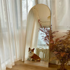 Miroir sur pied en bois arqué, miroir mural