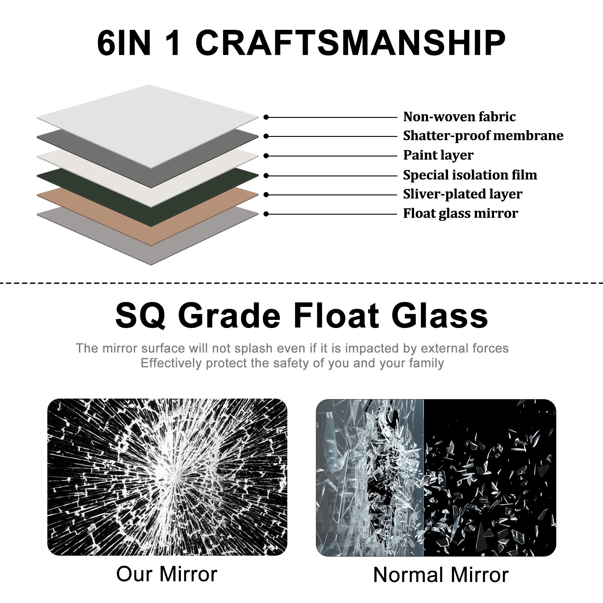 Miroir sur pied en bois arqué, miroir mural