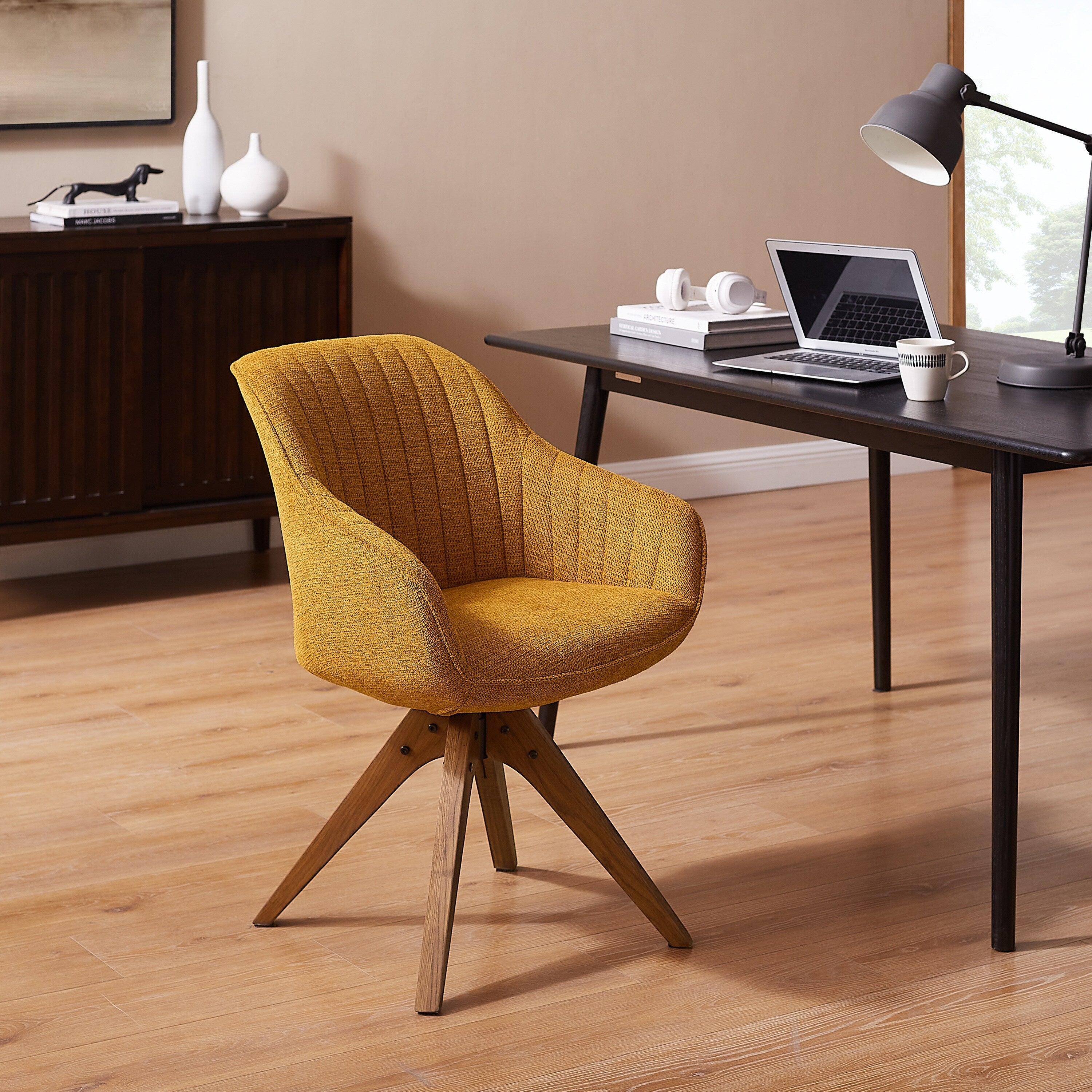 Fauteuil pivotant Art Leon moderne pour bureau à domicile avec pieds en bois