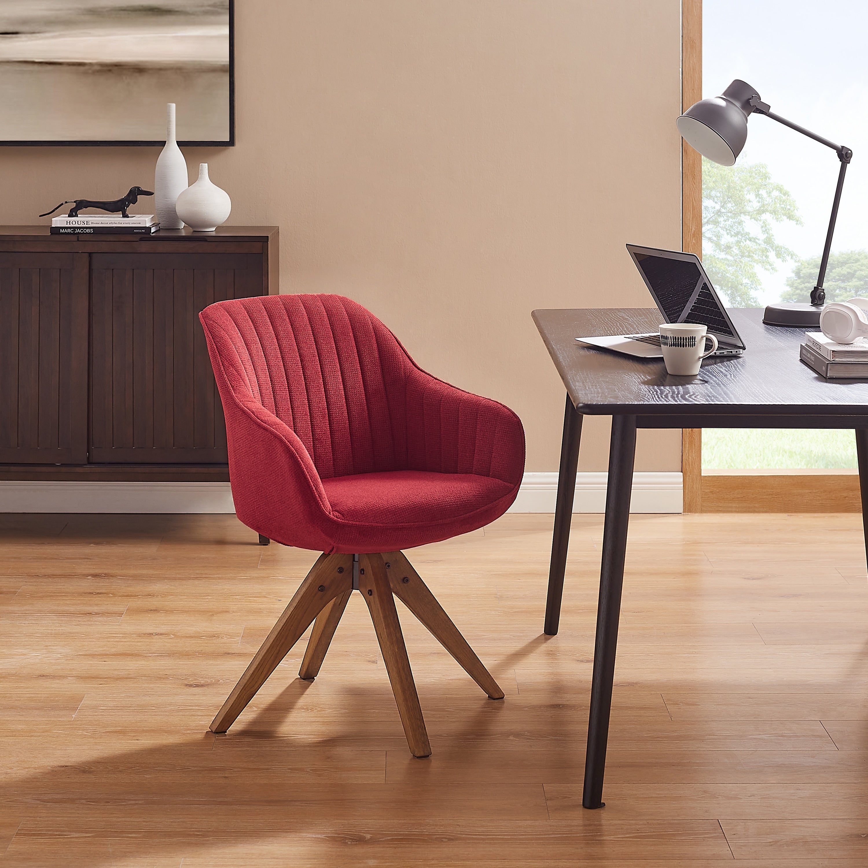 Fauteuil pivotant Art Leon moderne pour bureau à domicile avec pieds en bois