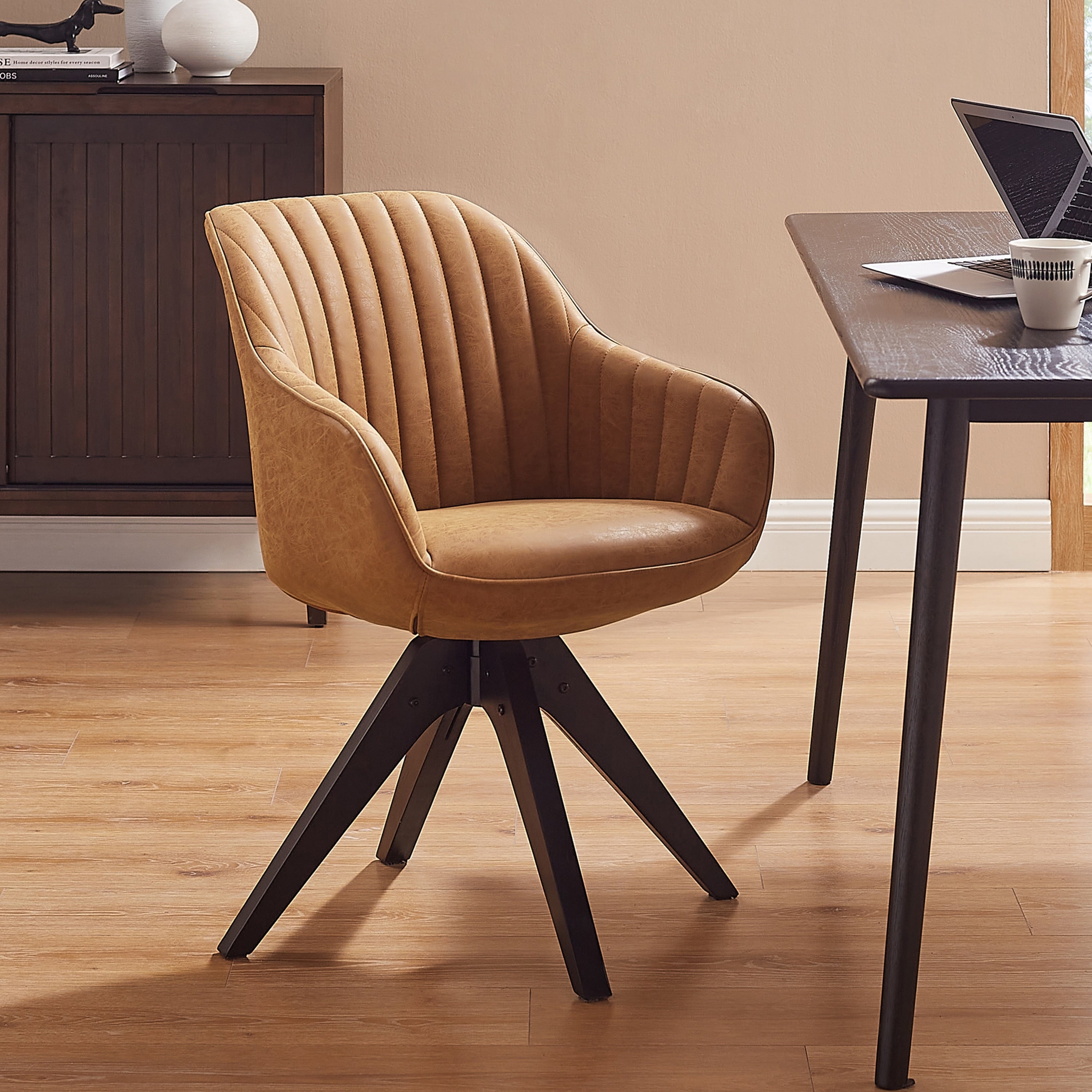 Fauteuil pivotant Art Leon moderne pour bureau à domicile avec pieds en bois