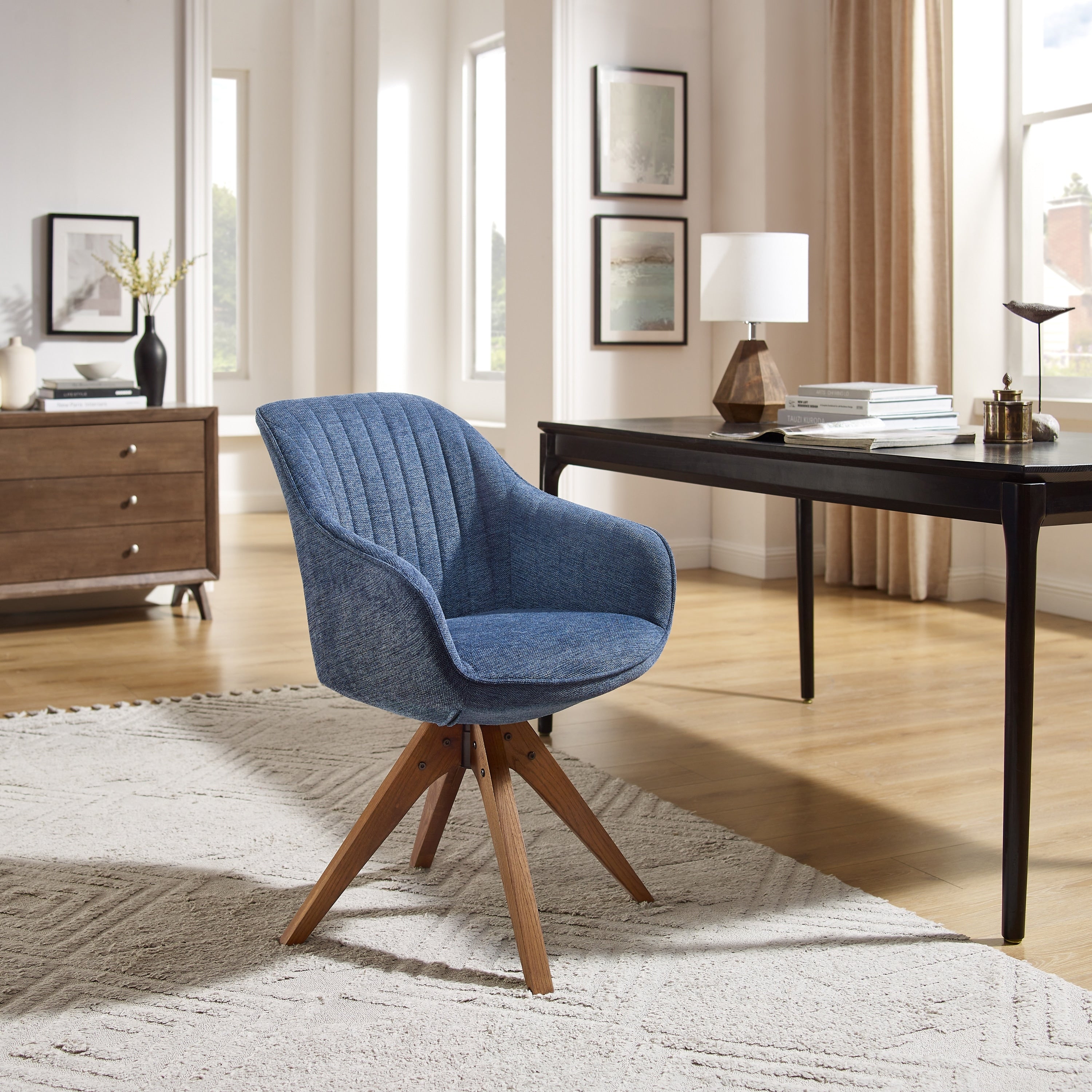 Fauteuil pivotant Art Leon moderne pour bureau à domicile avec pieds en bois