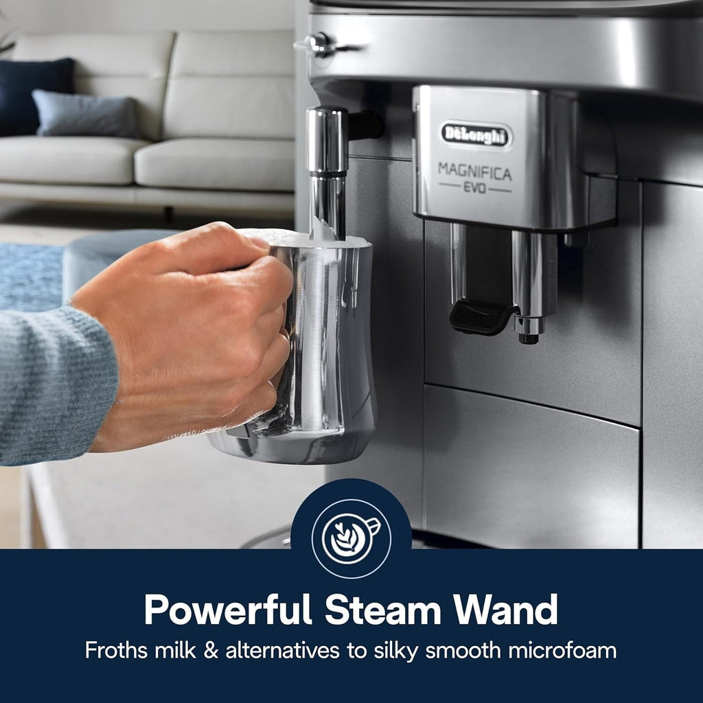 Machine à expresso automatique avec mousseur à lait manuel et broyeur intégré, ECAM29043SB