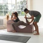 Chaise longue convertible Avana Kami / Yoga et massage - Pouf 2 en 1 avec fauteuil de yoga dépliable dissimulé, Microvelours - Non disponible
