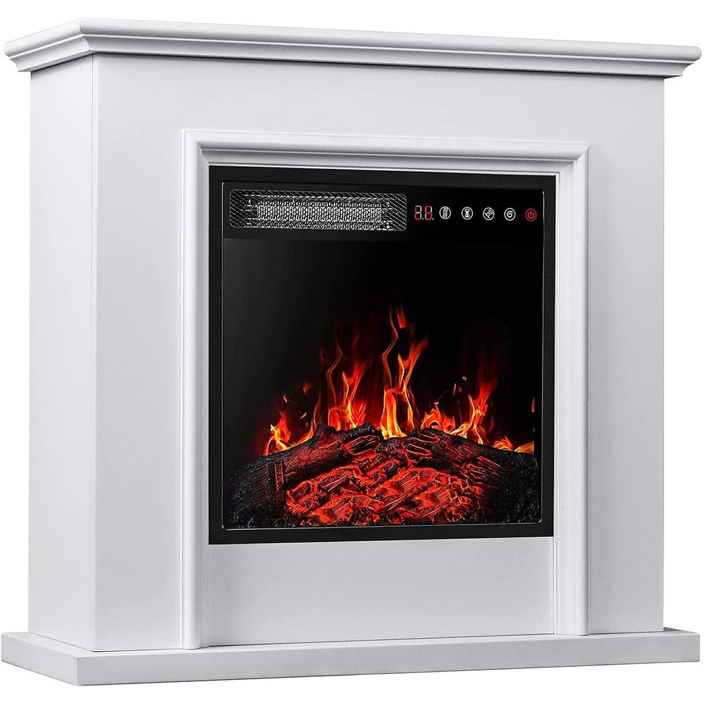 Cheminée électrique BOSSIN 43 avec manteau, insert de cheminée électrique de 58 cm (23 pouces), meuble TV autoportant avec foyer en bois