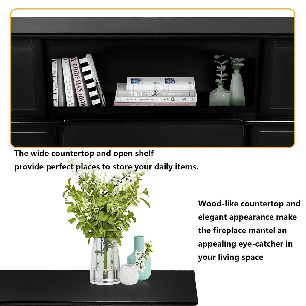 Cheminée électrique BOSSIN 43 avec manteau, insert de cheminée électrique de 58 cm (23 pouces), meuble TV autoportant avec foyer en bois