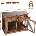 Meuble pour cage de 112 cm (44 pouces) BOSSIN, niche en bois avec table d'appoint et tiroirs de rangement, niche décorative pour animaux de compagnie