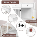 Meuble pour cage de 112 cm (44 pouces) BOSSIN, niche en bois avec table d'appoint et tiroirs de rangement, niche décorative pour animaux de compagnie