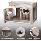 Meuble pour cage de 112 cm (44 pouces) BOSSIN, niche en bois avec table d'appoint et tiroirs de rangement, niche décorative pour animaux de compagnie