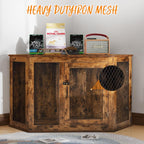 Meuble d'angle pour chien BOSSIN, niche en bois de 44/52 pouces avec filet, niche décorative en bois pour l'intérieur