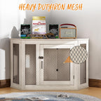 Meuble d'angle pour chien BOSSIN, niche en bois de 44/52 pouces avec filet, niche décorative en bois pour l'intérieur