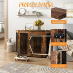 Meuble d'angle pour chien BOSSIN, niche en bois de 44/52 pouces avec filet, niche décorative en bois pour l'intérieur