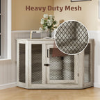 Meuble d'angle pour chien BOSSIN, niche en bois de 44/52 pouces avec filet, niche décorative en bois pour l'intérieur