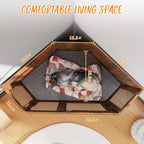 Meuble d'angle pour chien BOSSIN, niche en bois de 44/52 pouces avec filet, niche décorative en bois pour l'intérieur