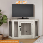 Meuble d'angle pour chien BOSSIN, niche en bois de 44/52 pouces avec filet, niche décorative en bois pour l'intérieur