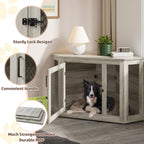 Meuble d'angle pour chien BOSSIN, niche en bois de 44/52 pouces avec filet, niche décorative en bois pour l'intérieur