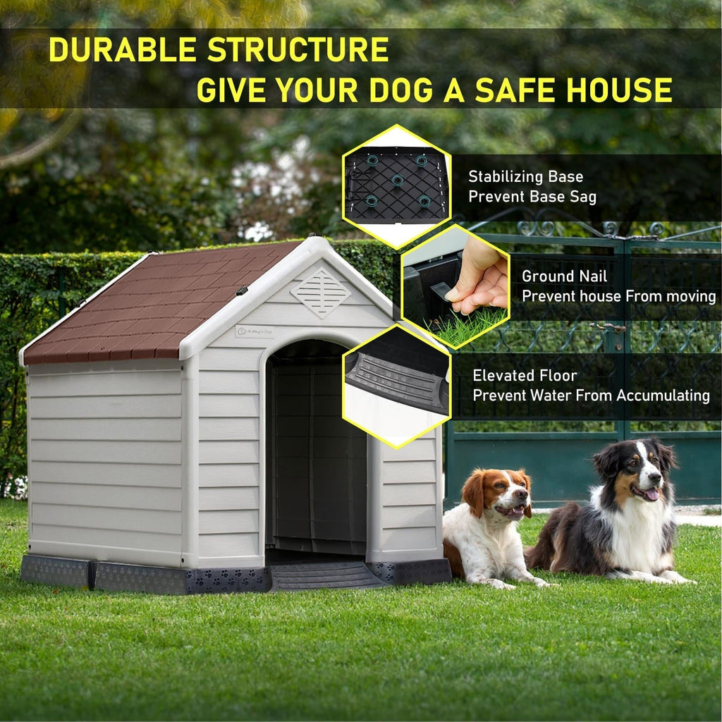 Niche pour chien BOSSIN en plastique pour chiens de petite et grande taille, niche isolée pour chiots d'intérieur et d'extérieur avec plancher surélevé